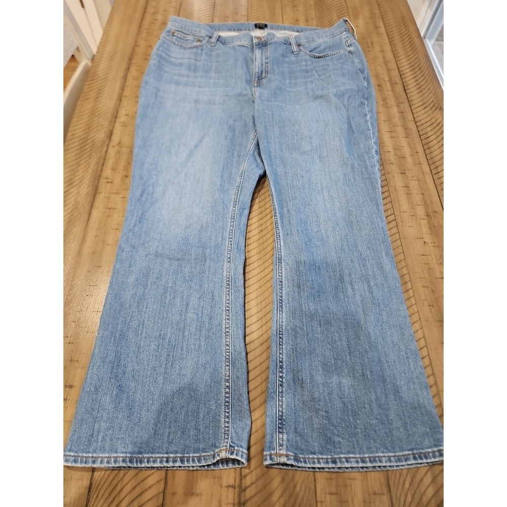 J Crew Jeans Women 35T Blue Denim Mid Rise Flare Crop Minimalist Coastal Preppy